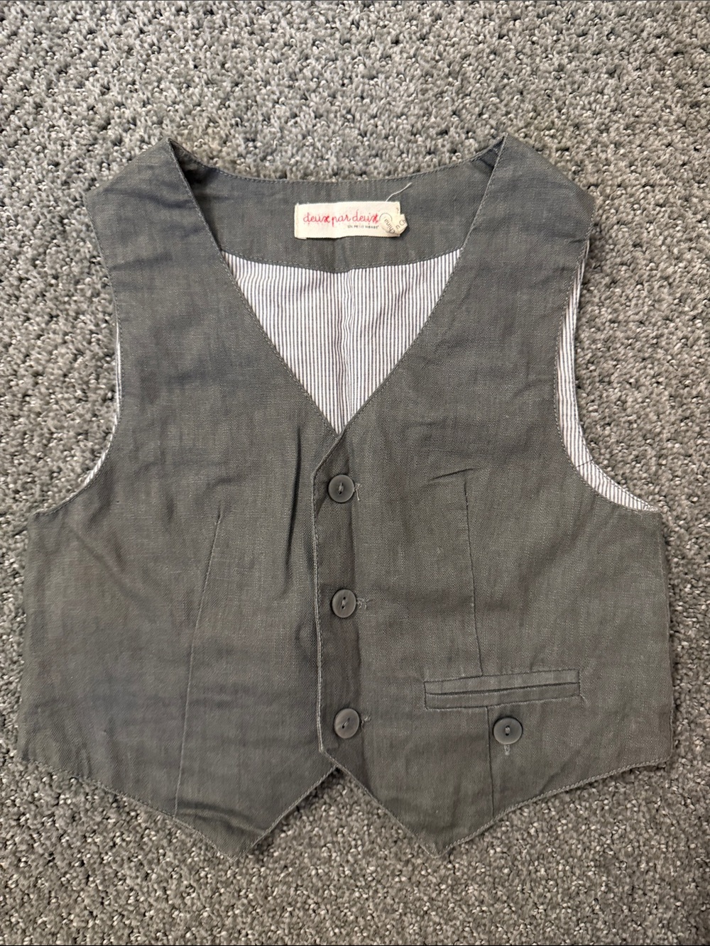 deux par deux Gray Boys' Linen Vest